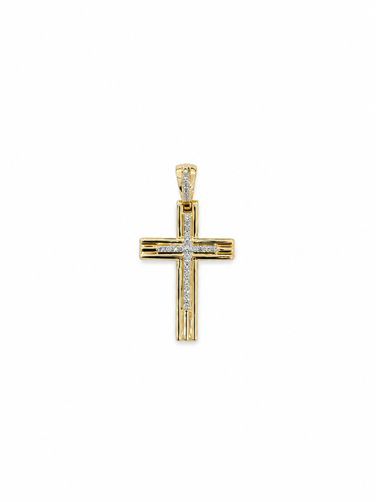 .14 carat Diamond cross in 14k Yellow Gold