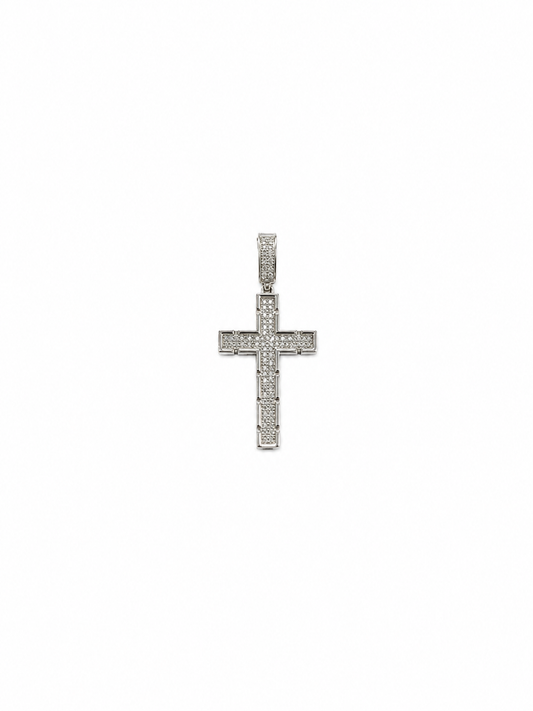 14k White Gold cross with .17 carat diamonds