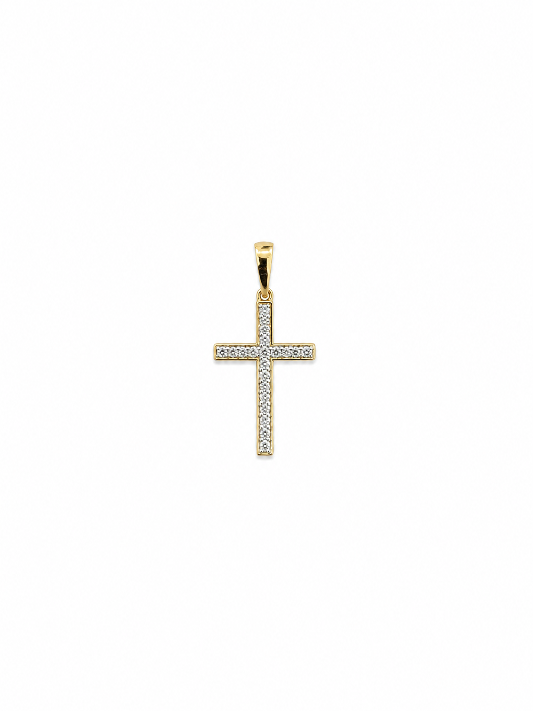 .18 carat Diamond cross in 14 Yellow Gold