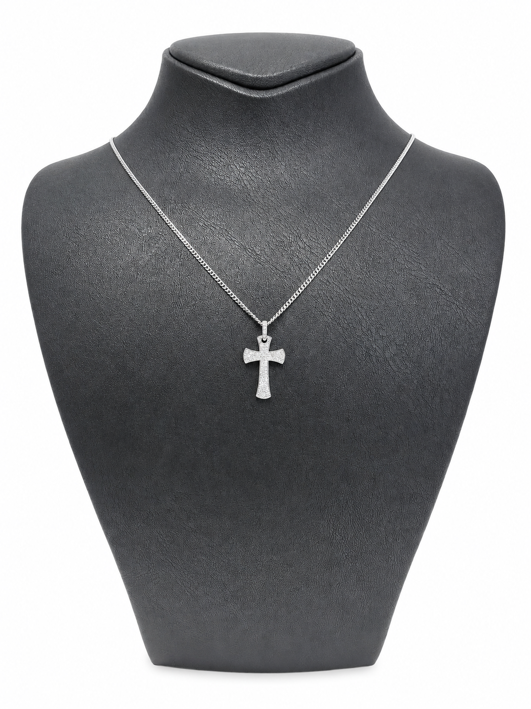 14k White Gold Cross inlaid with .29 ct diamond