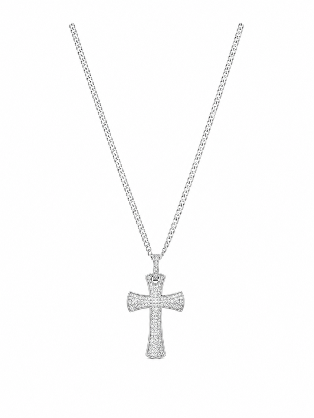 14k White Gold Cross inlaid with .29 ct diamond