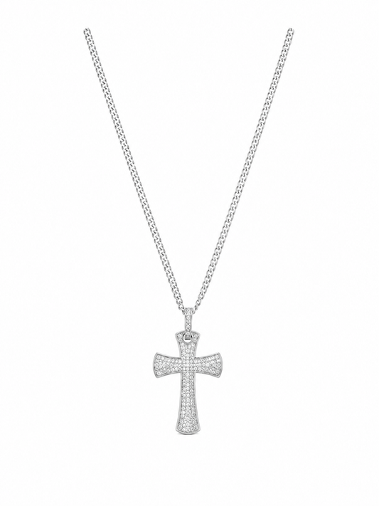 14k White Gold Cross inlaid with .29 ct diamond