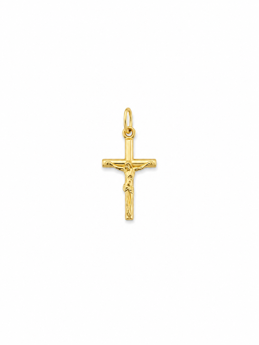 14k Yellow Gold small cross with Jesus