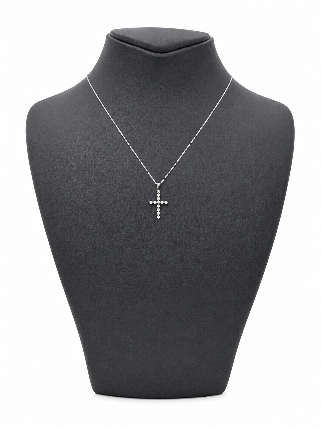 White Gold Natural Diamond Cross Pendant