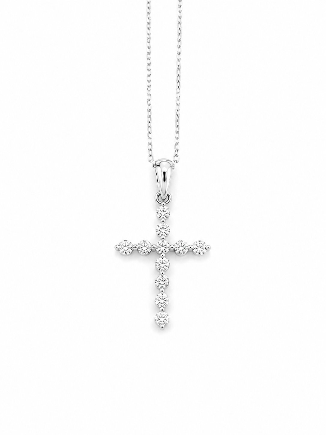 White Gold Natural Diamond Cross Pendant