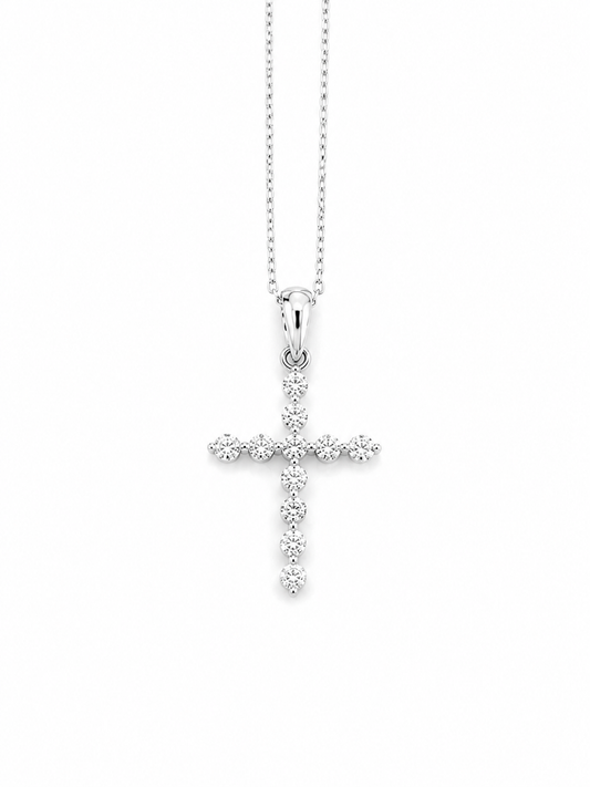 White Gold Natural Diamond Cross Pendant