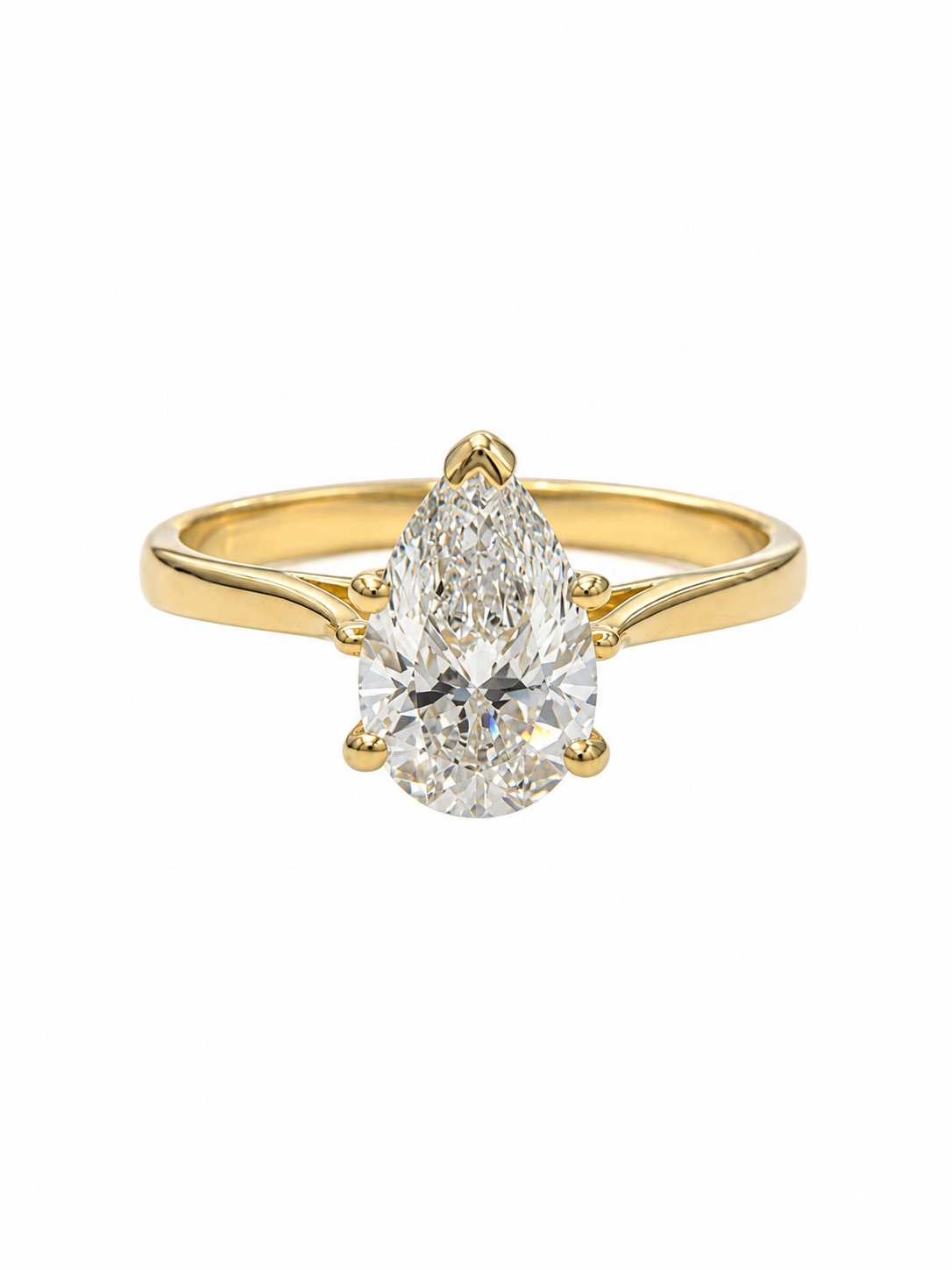 Lab Pear Cathedral Setting Engagement Ring
