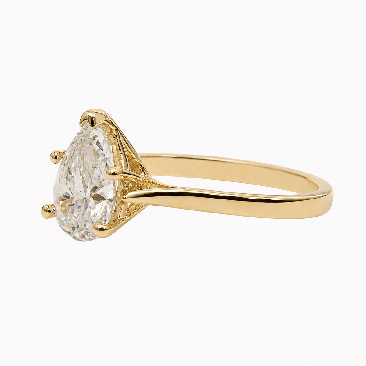 Lab Pear Cathedral Setting Engagement Ring