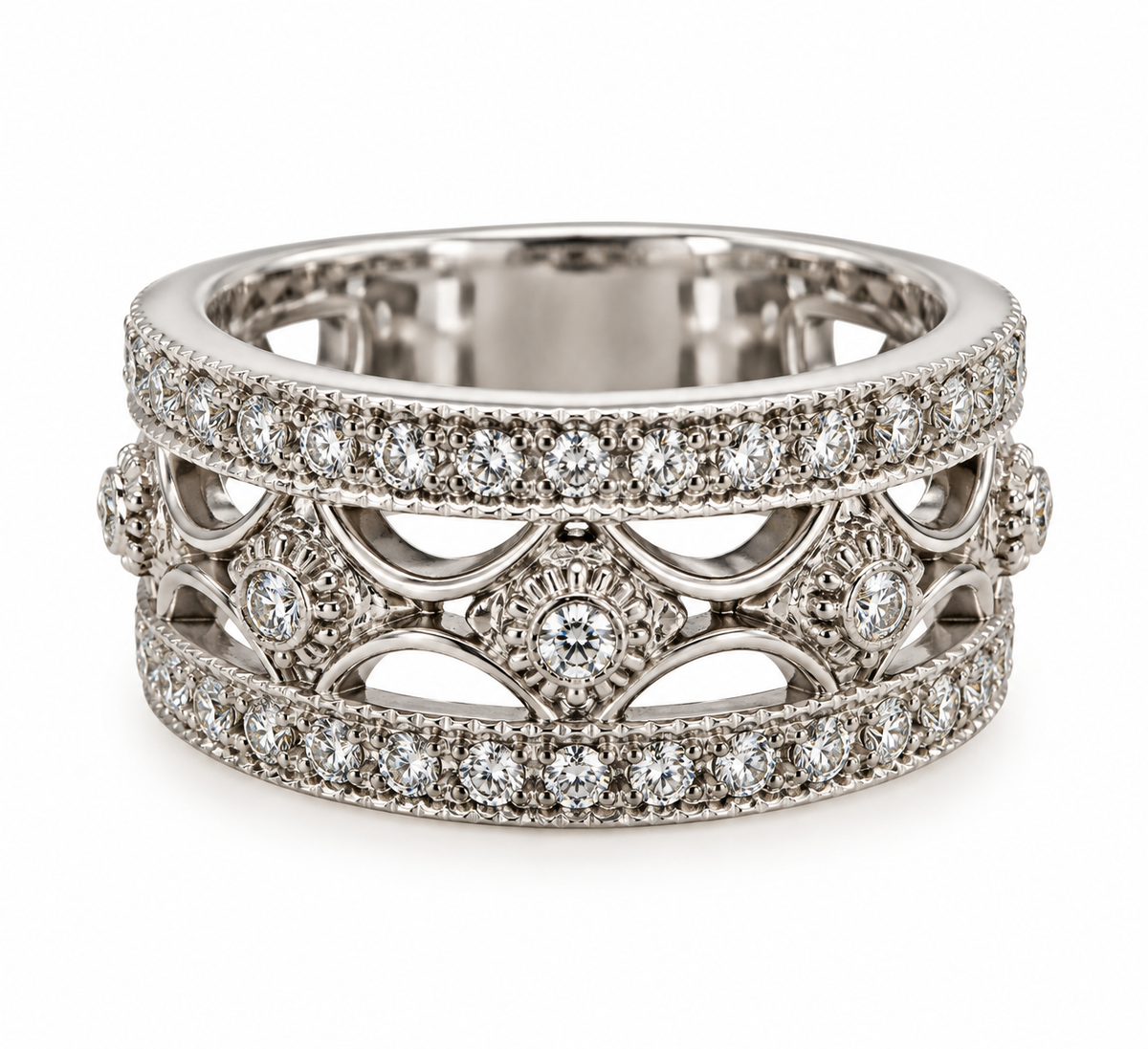 Large Double Diamond Row Ring