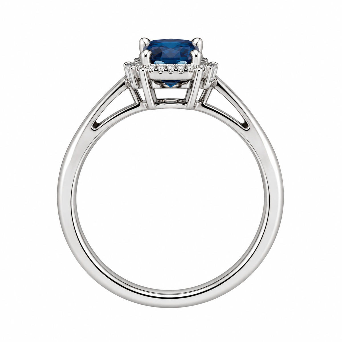 Oval Blue Topaz Lab Diamond Ring