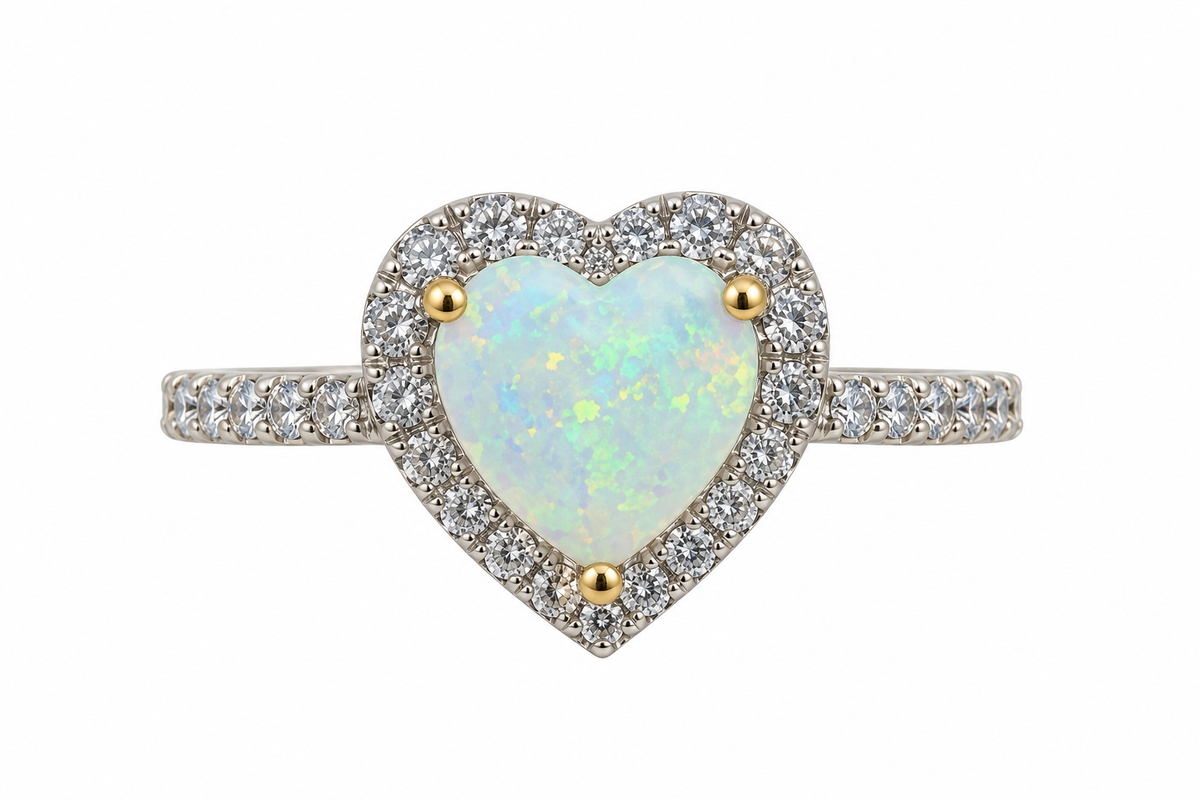 Opal Heart Diamond Ring
