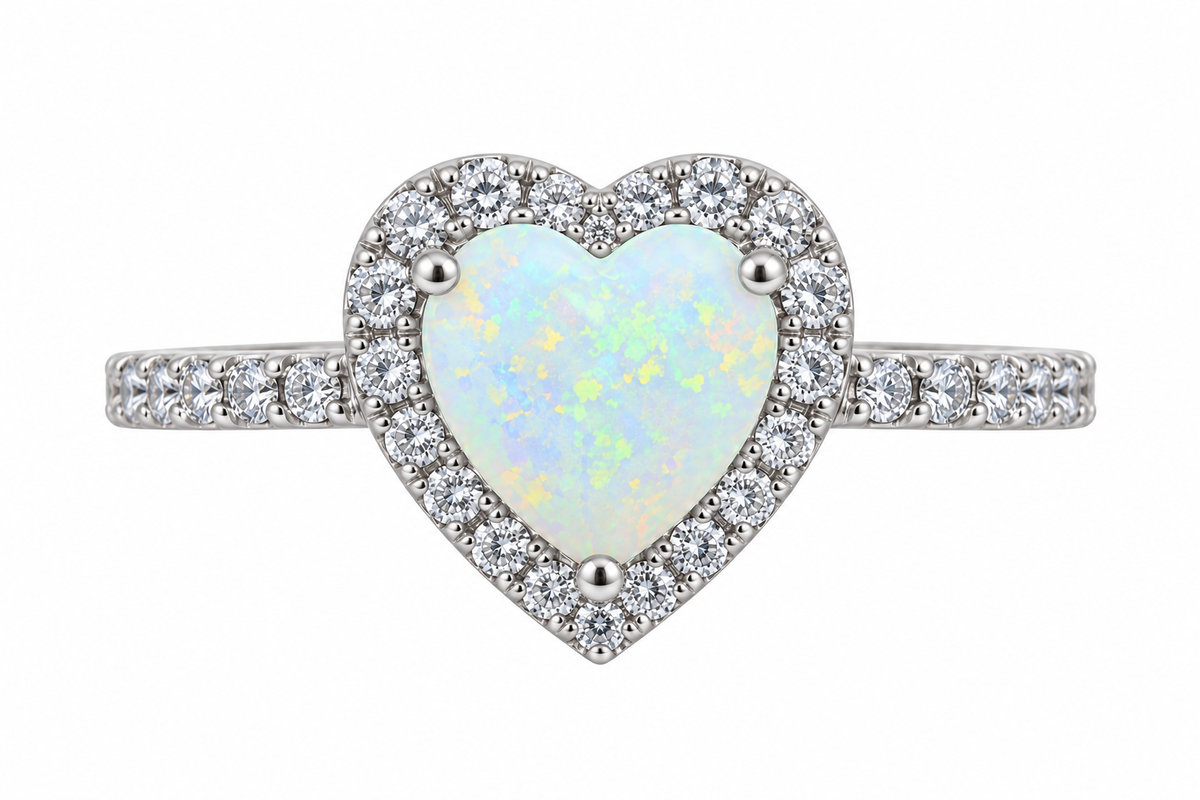 Opal Heart Diamond Ring