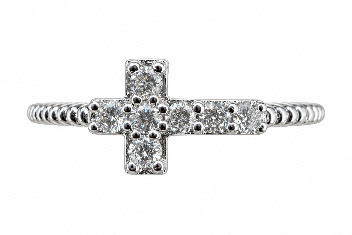Petit Diamond Cross Ring
