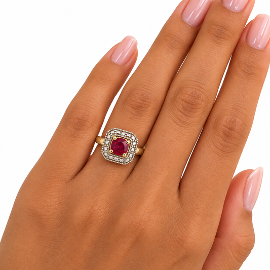 Yellow Gold Ruby Designer Ring