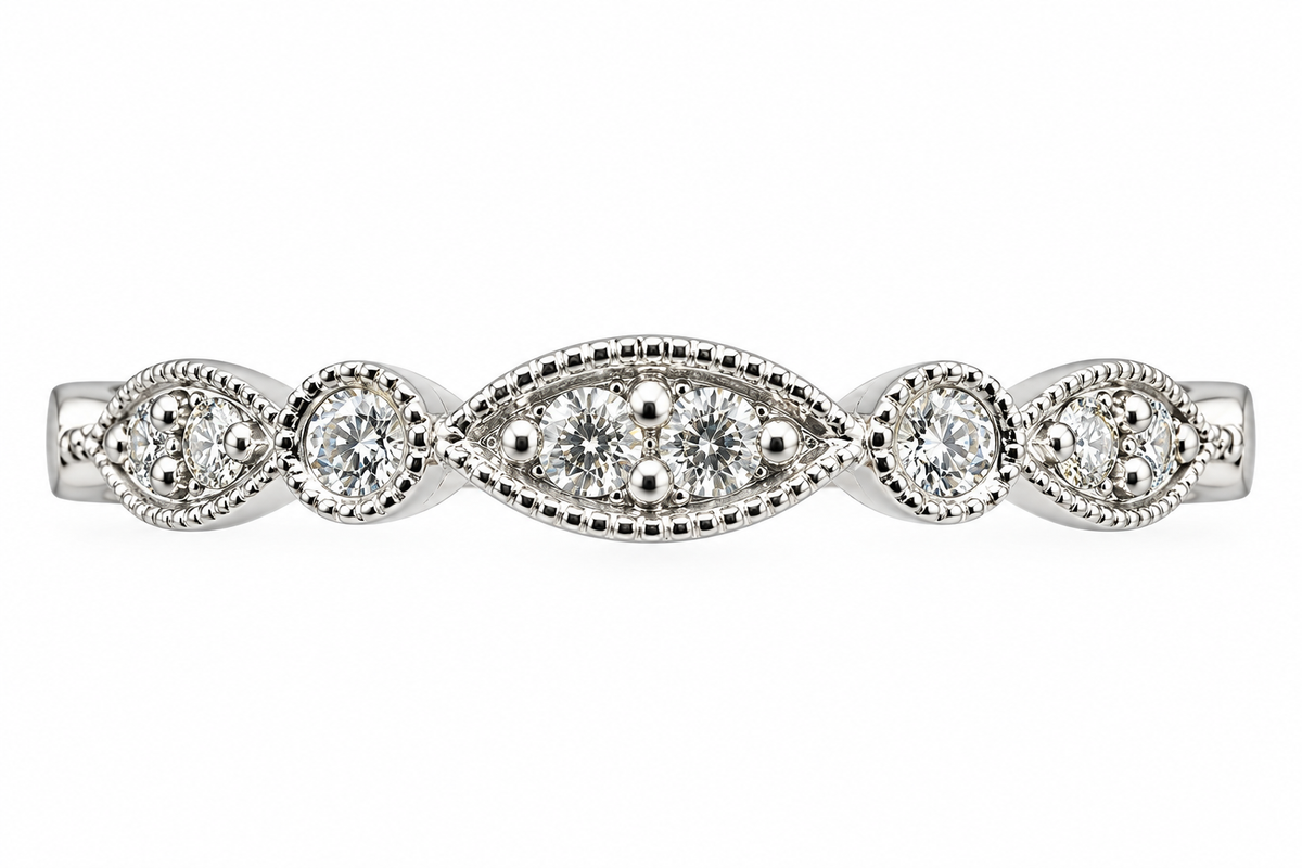 Vintage White Gold Diamond Band