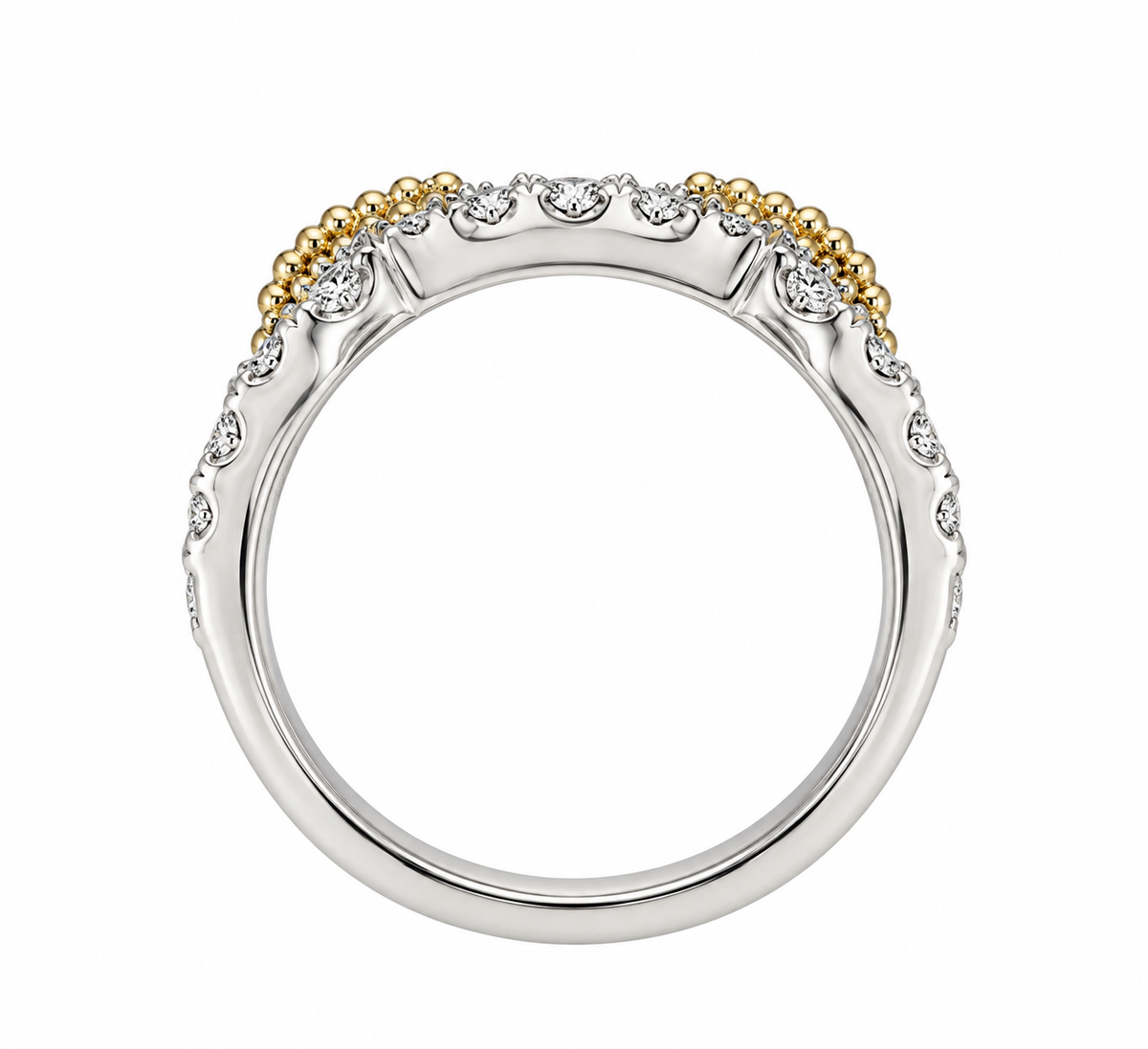 Two Tone Natural Diamond Link Designer Ring