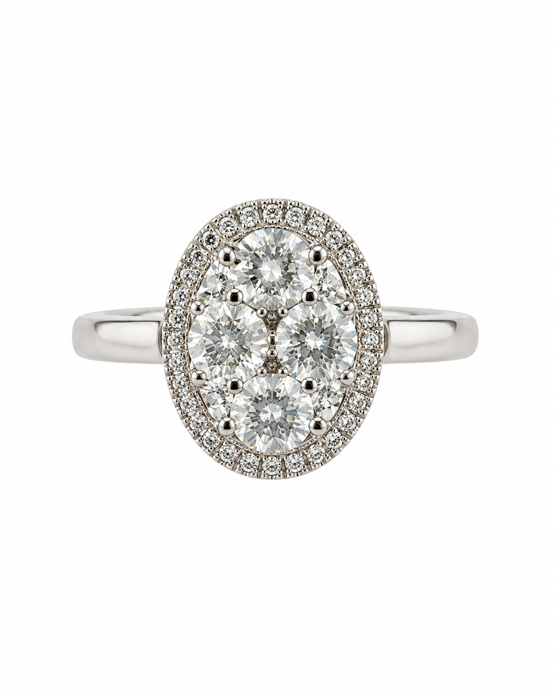 Large Oval Shape Cluster Engagement Ring