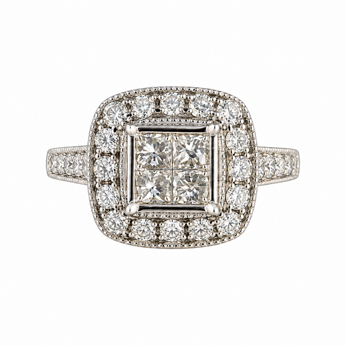 Milgrain Halo Bridal Set