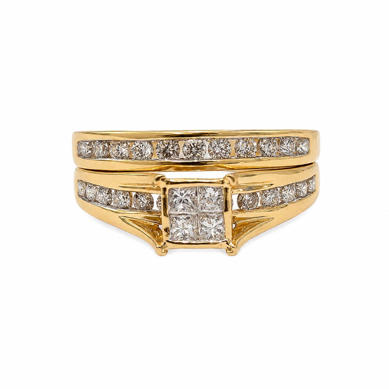 Cluster Channel-Set Diamond Bridal Set
