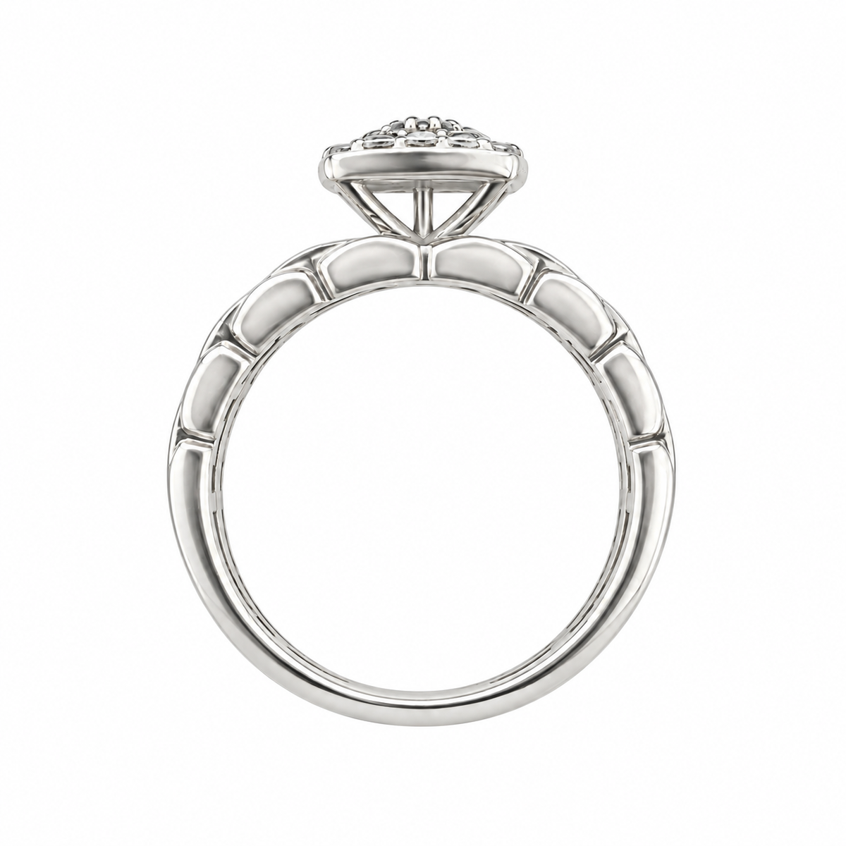 Double Halo Ridge Band Bridal Set