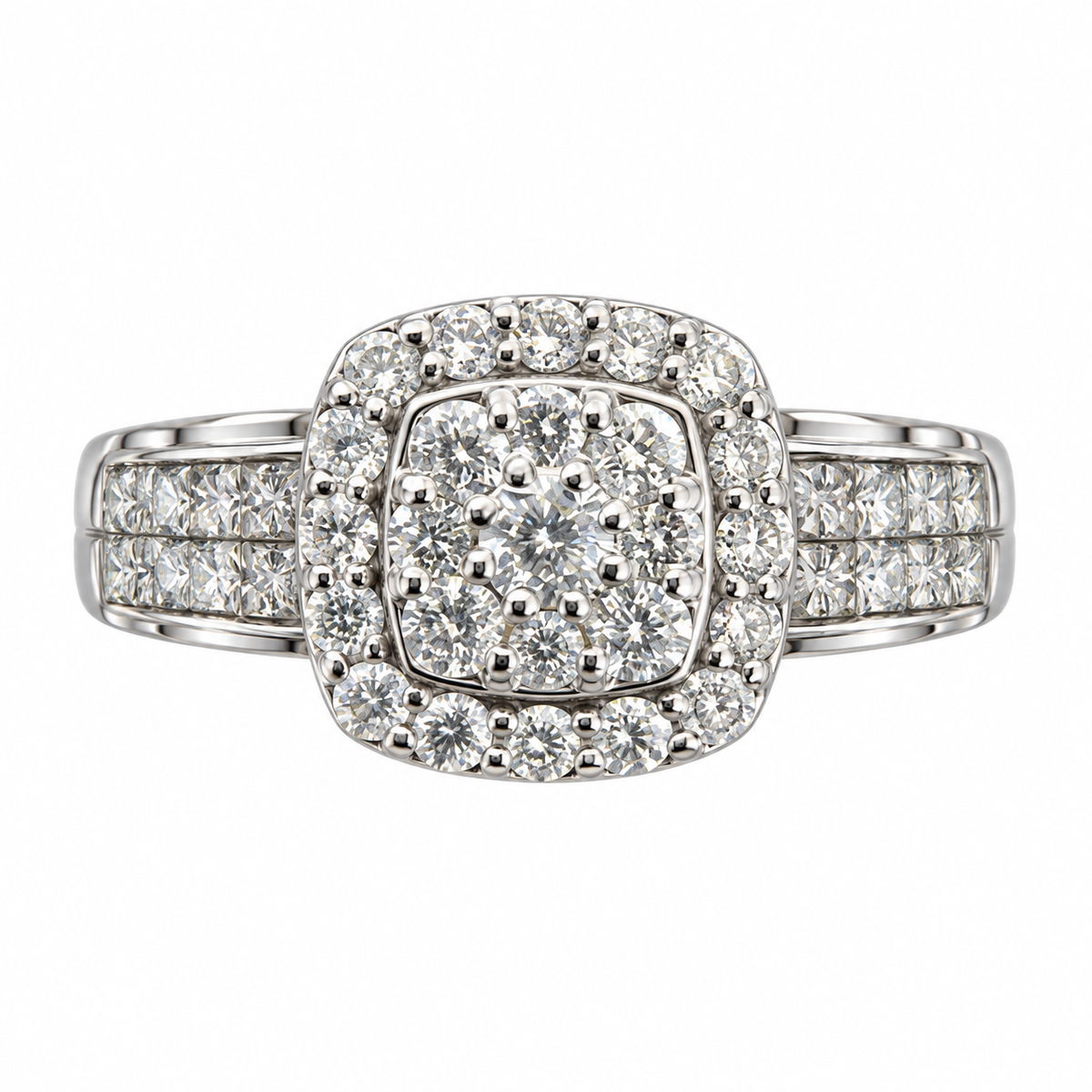 Double Halo Ridge Band Bridal Set