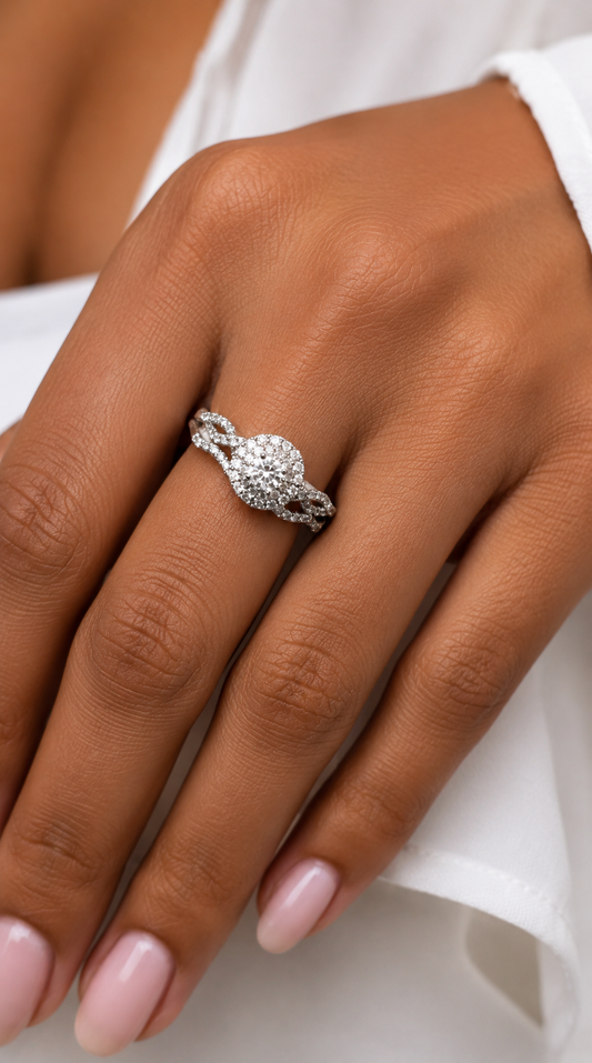 Round Natural Diamond Twisted Band Bridal Set