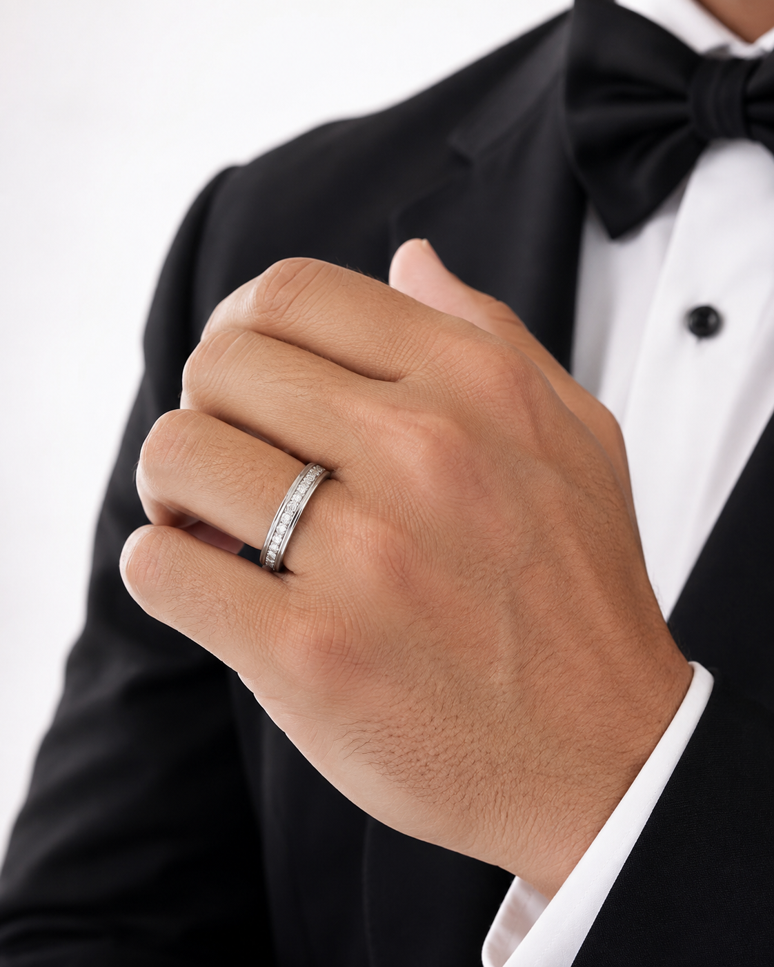 Channel-Set Halo Bridal Ring Trio