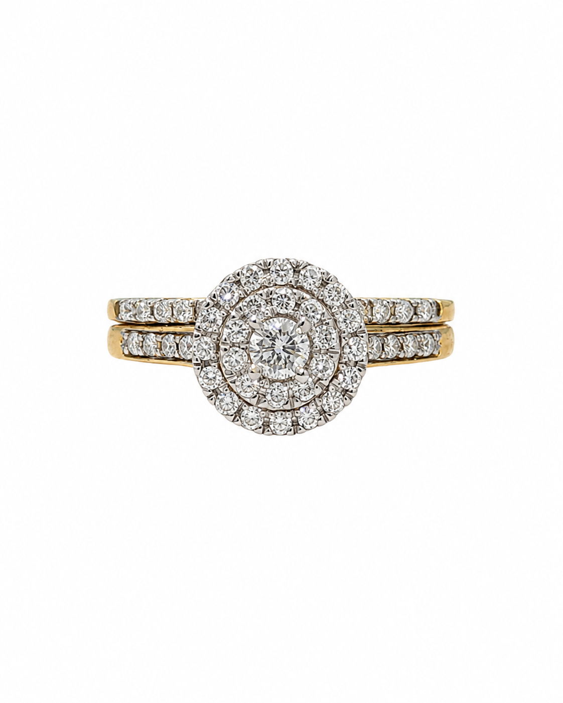 Double Halo Bridal Cathedral Setting Bridal Ring Set
