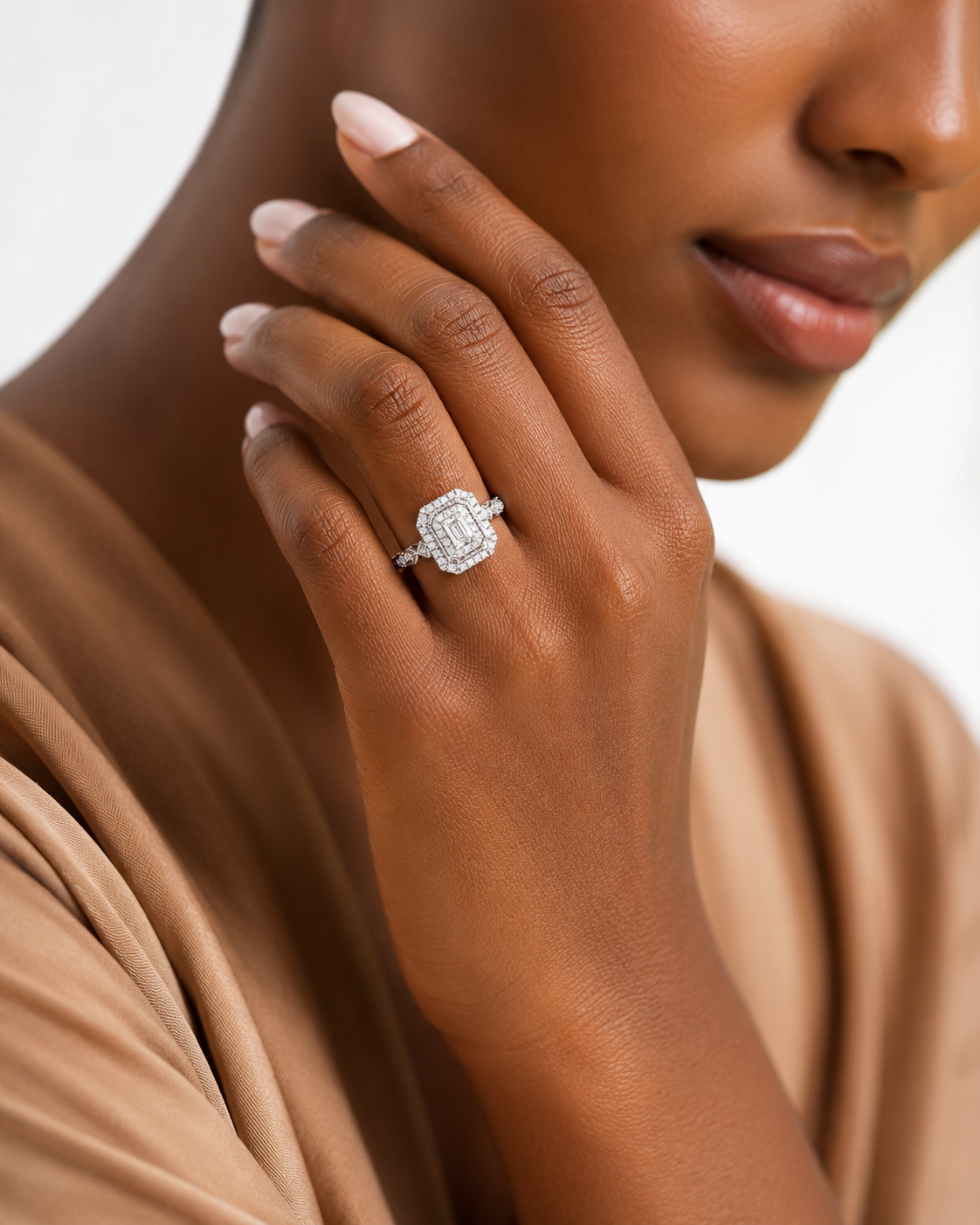 Bridal Vintage Double Halo Ring