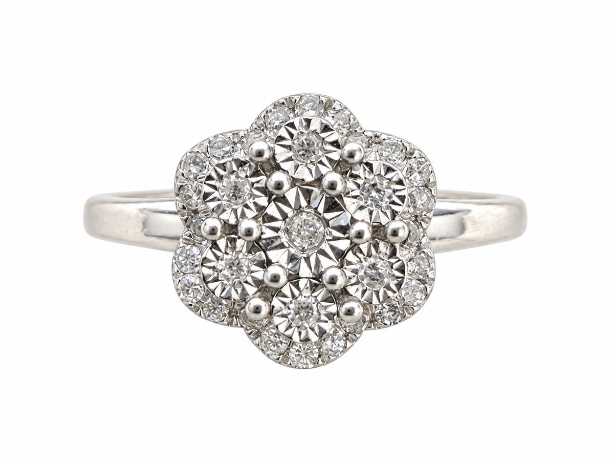 Diamond Flower Halo Ring