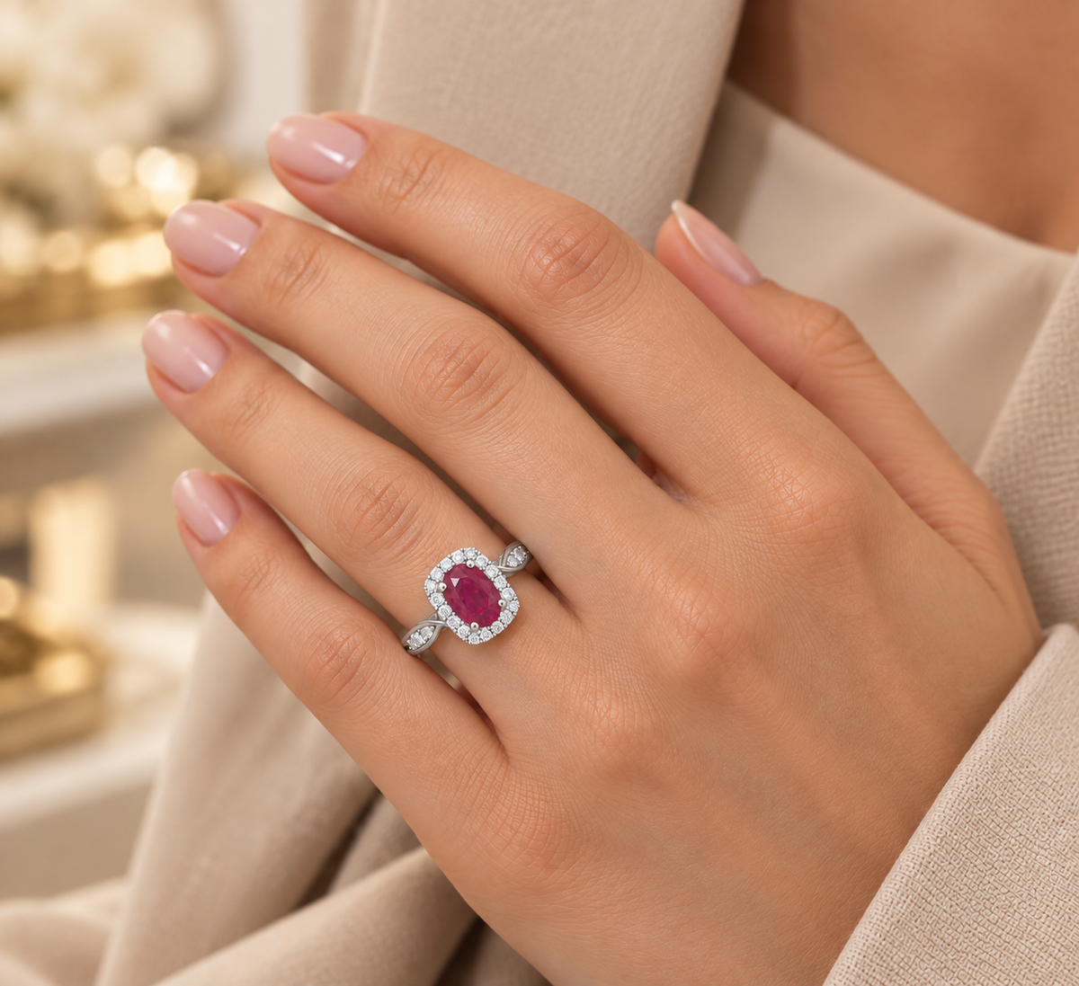 Twist Shank Ruby Designer Ring