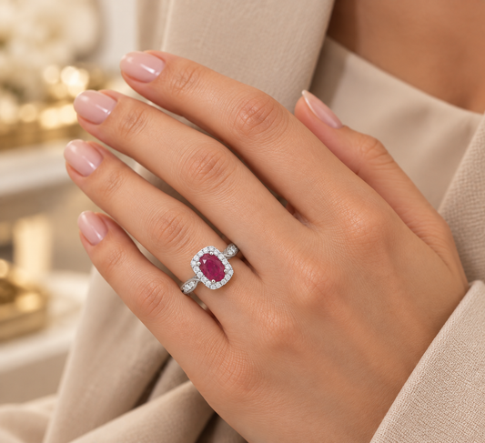 Twist Shank Ruby Designer Ring