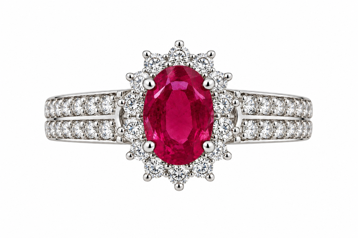 Emerald/Ruby Floral Diamond Designer Ring