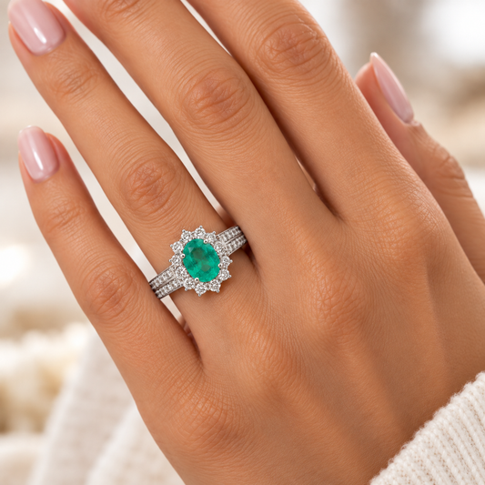 Emerald/Ruby Floral Diamond Designer Ring
