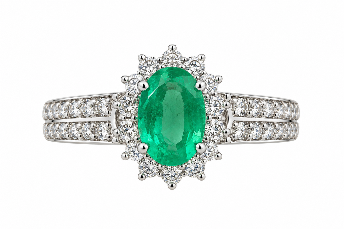 Emerald/Ruby Floral Diamond Designer Ring