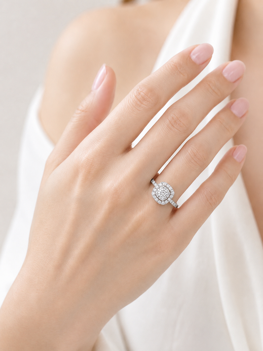 Diamond Shank & Double Halo Bridal Ring