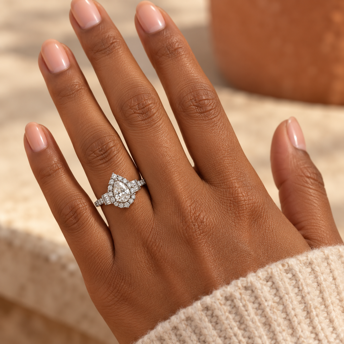 Pear Halo Filigree Bridal Set