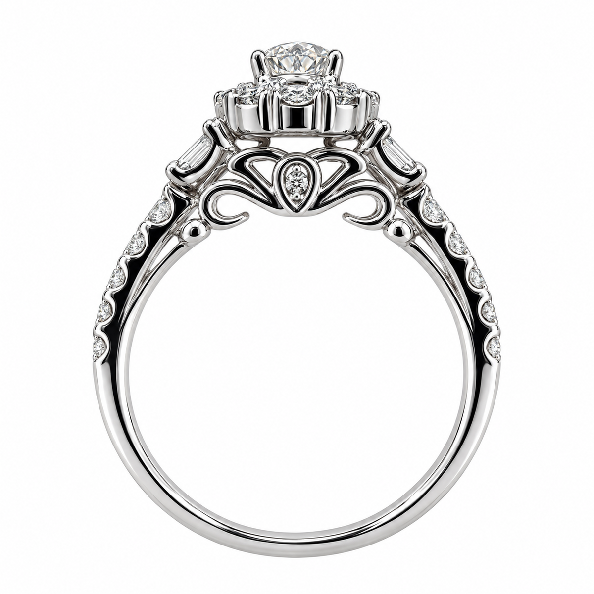 Pear Halo Filigree Bridal Set