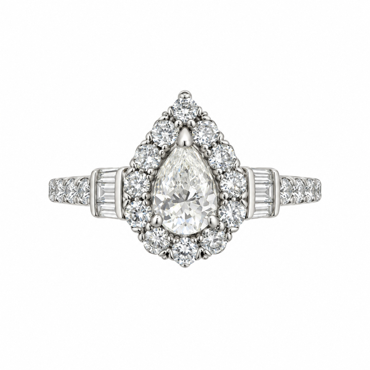 Pear Halo Filigree Bridal Set