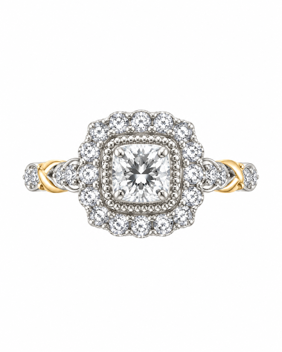 Two-Tone Halo Tiara Bridal Set