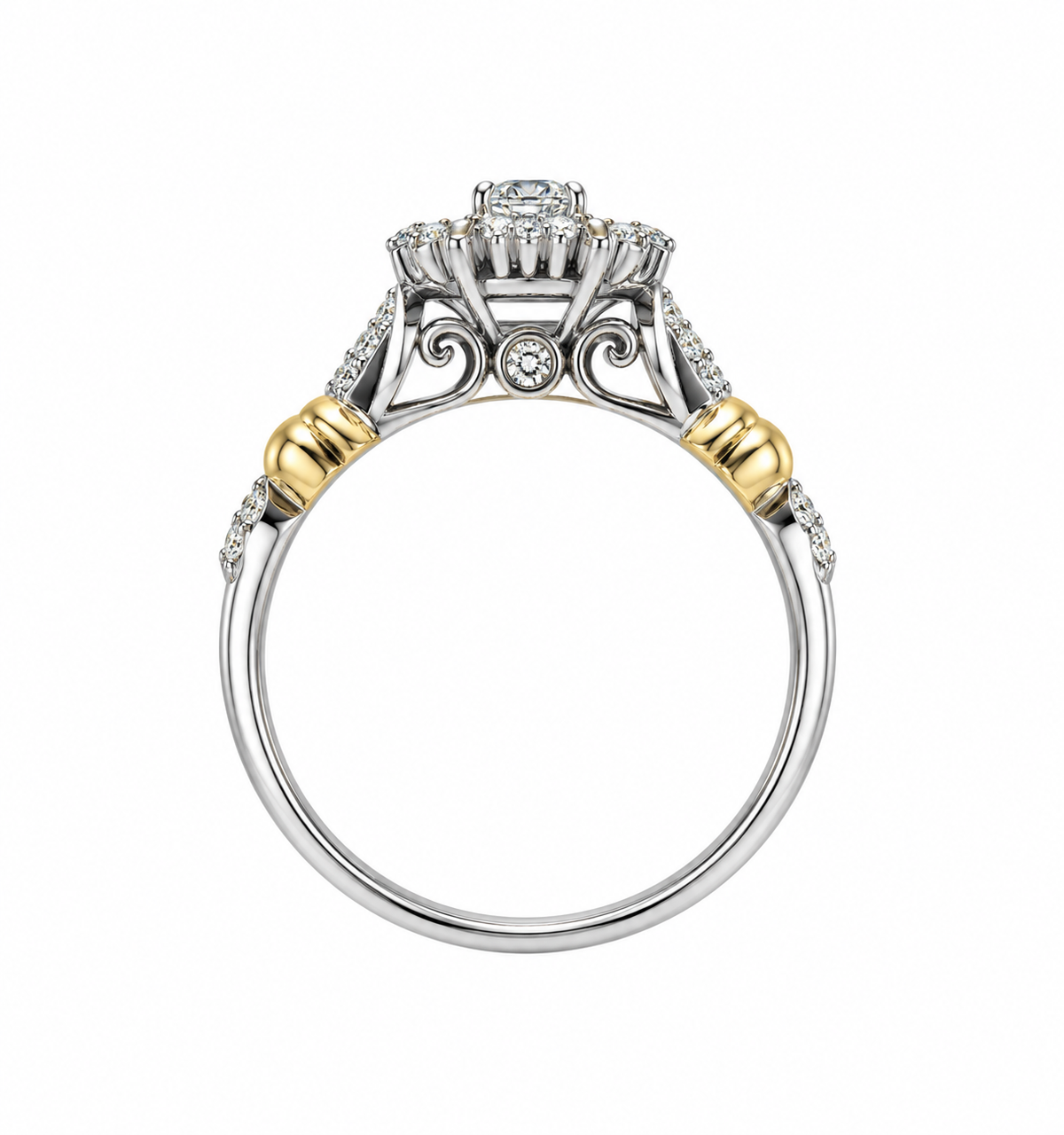 Two-Tone Halo Tiara Bridal Set