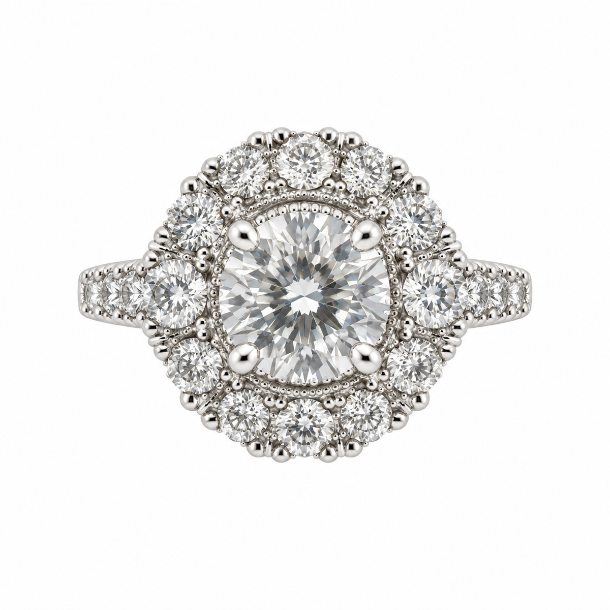 Nature-Inspired Halo Bridal Ring Set