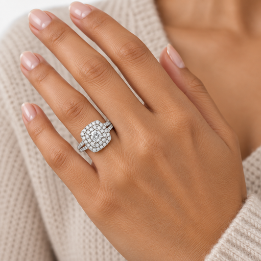 Double Halo Split Shank Bridal Set