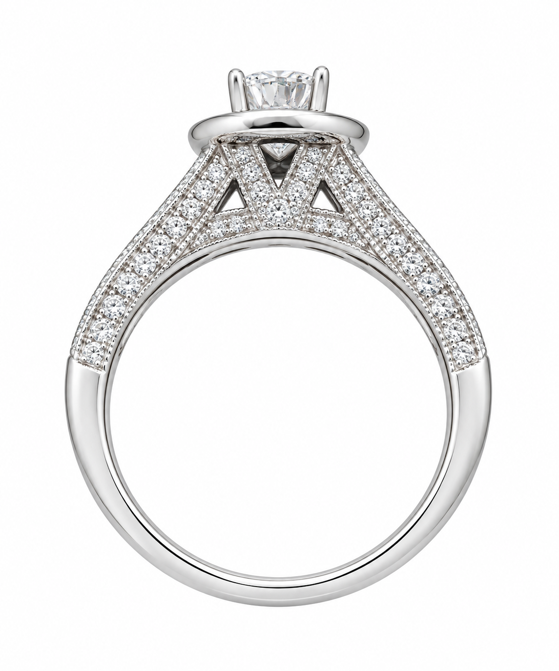 Diamond Split Shank Pave Bridal Ring Set