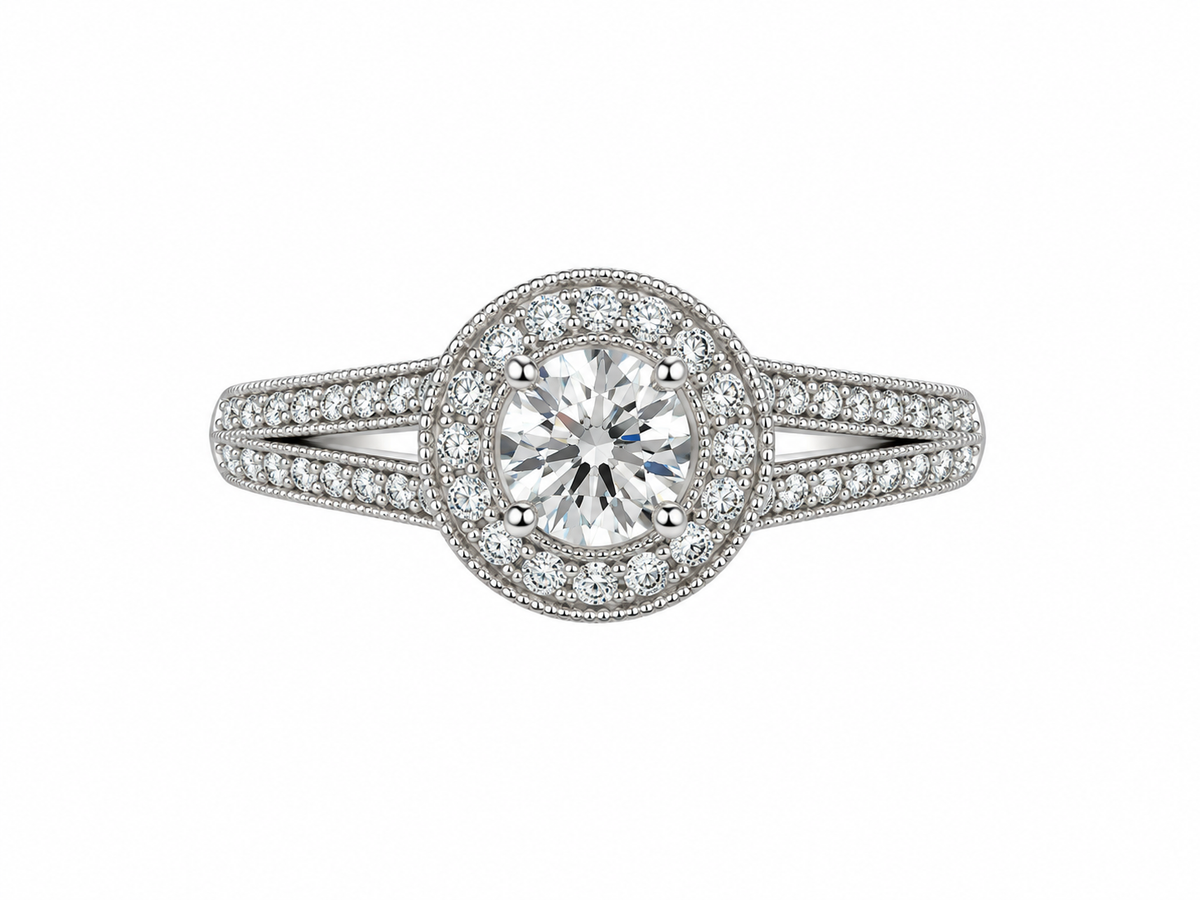 Diamond Split Shank Pave Bridal Ring Set