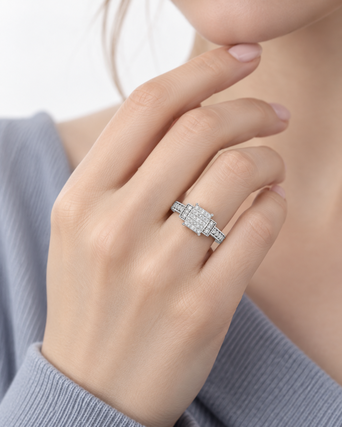Square Cluster Fashion Ring