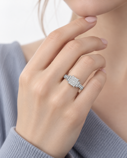Square Cluster Fashion Ring