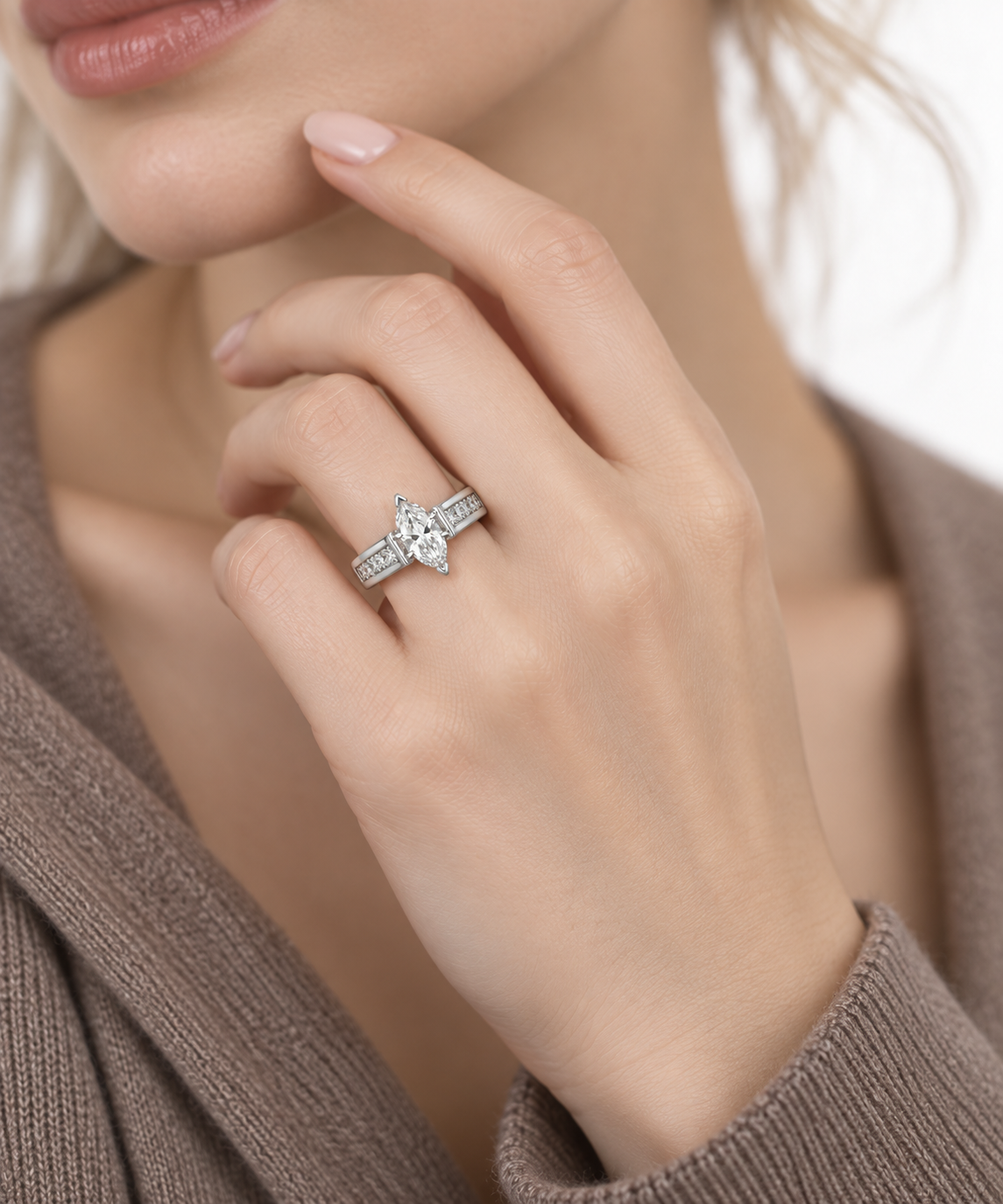 Marquise Elevated Basket Engagement Ring
