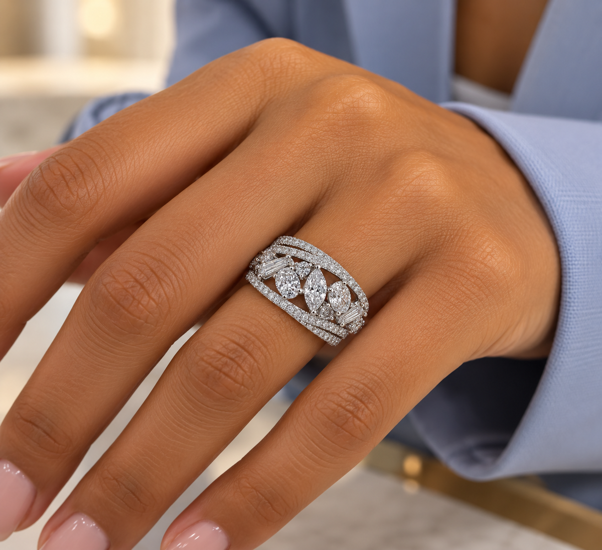 Multi Stone Diamond Designer Ring