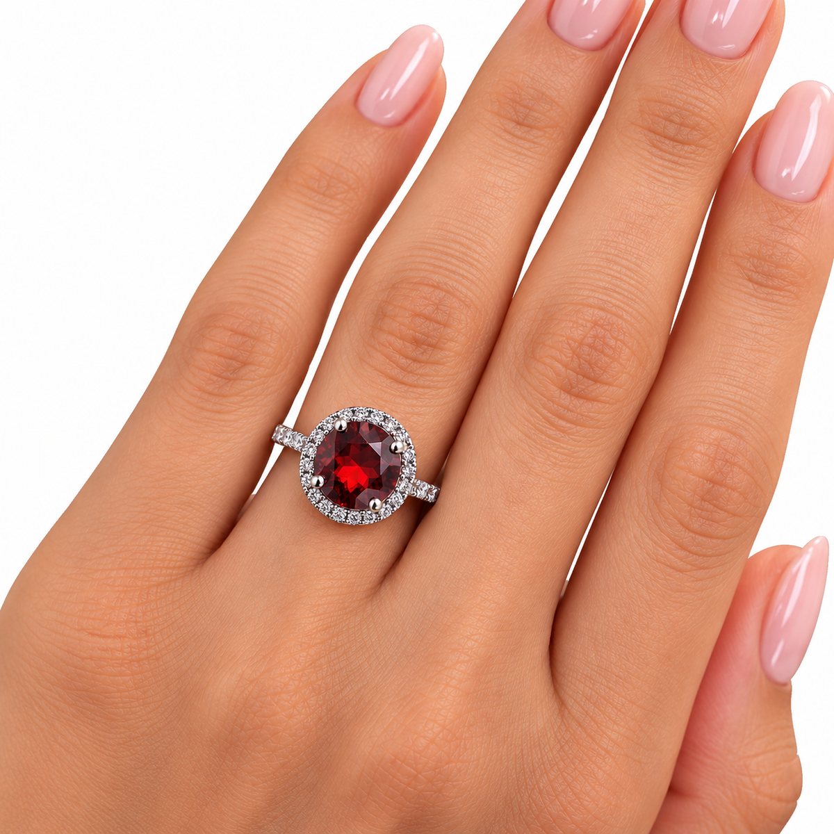 Diamond Halo Large Ruby Designer Ring